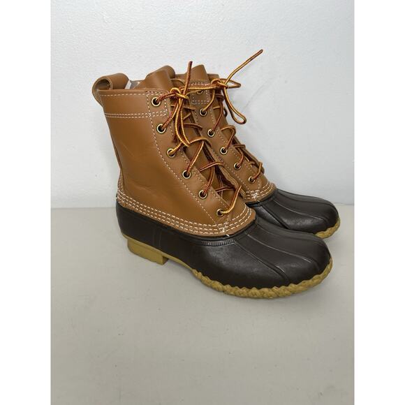 LL Bean Boots Duck Lace Up Classic Rain Work Leather Brown Women’s Size 6 - Picture 1 of 9